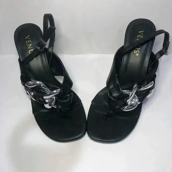 Black and silver heels size 7.5 - Picture 4 of 16